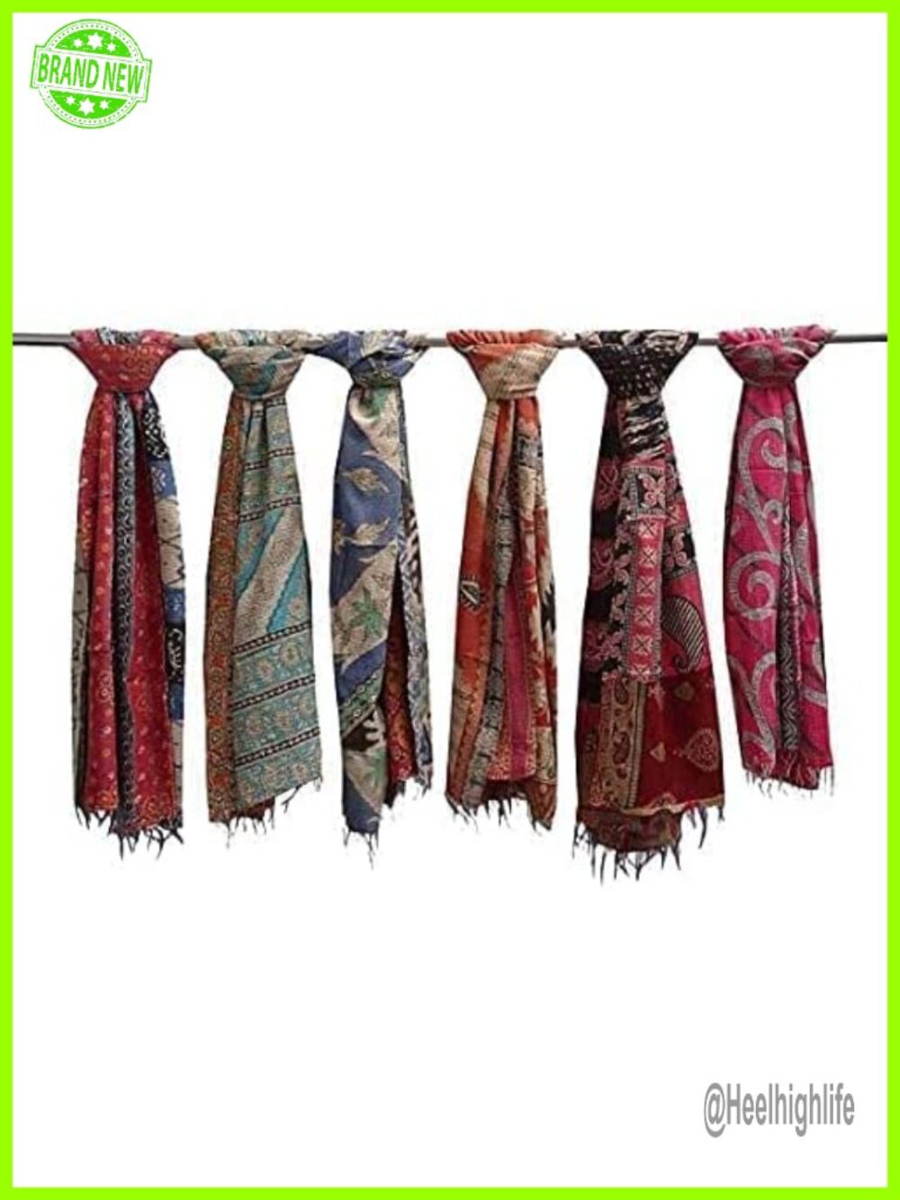 Handmade Cotton Kantha Scarf Reversible Embroidered Stole Wrap